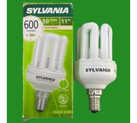 2x 11W (=50W) Sylvania CFL Mini Stick 2700K Low Energy Light Bulbs SES E14 Lamp