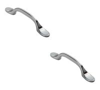 2x 128mm Shaker Style Cabinet Pull Handle 76mm Fixing Centres Polished Chrome