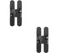 2x 130 x 30mm Concealed Heavy Duty Hinge Fits Unrebated Doors Matt Black