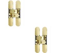 2X 134 X 24mm Concealed Medium Duty Hinge Fits Unrebated Doors Brass Plated