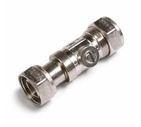 2X 15mm x 1/2" Straight Chrome Service Valve Compression Isolation Valve