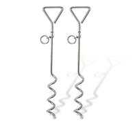 2x 16" Heavy Duty Steel Spiral Dog Stake Ground Spike Anchor for Dog Tether Tie Out Cable, Outdoor Camping, Stainless Steel (Silver, 2x 40cm)