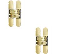 2x 160 x 32mm Concealed Heavy Duty Hinge Fits Unrebated Doors Brass Plated