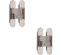 2x 160 x 32mm Concealed Heavy Duty Hinge Fits Unrebated Doors Polished Nickel