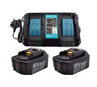 2x 18V 5.0Ah BL1850 B replacement battery with 4A 110V DC18RD Dual Quick Charger for Makita BL1830 BL1840 BL1850,Makita Radio DMR100 DMR102 DMR103B DMR104 DMR105 DMR108 DUR181Z DUC353Z DUH523Z