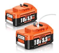 2x 18V 5.5Ah Batteries Replacement for Dewalt, 65W PD Type-C Fast Charge | Compatible with Dewalt 18V XR Tools DCB182 DCB184 DCB200 and BMS, LCD Battery Indicator, Built-in LED Work Light