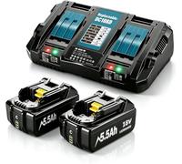2X 18V 5.5Ah Batteries Replacement for Makita with Charger DC18RD