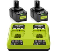 2X 18V 5.5Ah Replacement Batteries for Ryobi One+ Dual Port 6A P118 Charger