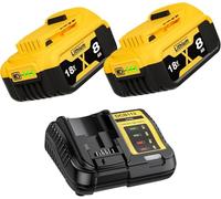 2X 18V 8.0Ah/8000mAh DCB182 Replacement Battery with 4A Charger for DEWALT 18V Battery DCB182 DCB200 DCB184 DCB101 DCB107 DCB112 DCB105 DCB115 DCB203 | Fast Charging, Lightweight