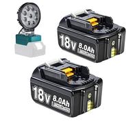 2X 18V 8.0Ah/8000mAh Replacement Battery for Makita and LED Work Light - Compatible with Makita BL1860B BL1860 BL1840 BL1830 BL1815 BL1835 BL1860B BL1850B BL1845 BL1850 194205-3 LXT-400