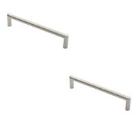2x 19mm Mitred Pull Door Handle 300mm Fixing Centres Satin Stainless Steel