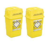 2X 1l Medical Sharps Bins - Disposable Syringe/Needle Biohazard Tubs