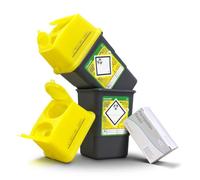 2x 1L Sharps Waste Bin Container Pre-Injection Disposal Kit + 100pc Wipes