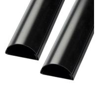 Loops 2x 1m (2m) - 16mm x 8mm Black Speaker Cable Trunking/Conduit Cover - AV/TV Wall