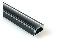 2X 1M/3.3ft Aluminium LED Profile with Cover/Extrusion Channel for 12V 5050 5630 3528 Strip Lights Single Colour RGB White Kitchen Cabinet (Black, Transparent Cover)