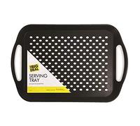2X 1x Rectangular Non-Slip Serving Tray - Black, Grey or White, Colour at Random - Ideal for Dinner/Drinks)