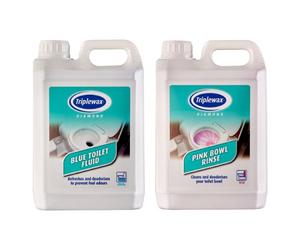 2X 2.5L Triplewax Caravan Toilet Fluid Bundle Blue & Pink Cleaner Sanitiser