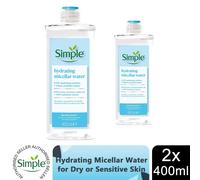 2x 200ml or 400ml Simple Water Boost Hydrating Micellar Water For Dry Skin