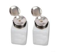2x 200ml Push Down Alcohol Dispenser Bottle, Manual Pump Soldering Flux Container for Electronics Cleaning, Acetone & Solvent Dispenser with Anti-Static Stainless Steel Lid
