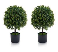 2X 20In Artificial Boxwood Olive Topiary Balls Potted Decor