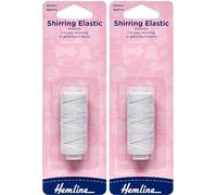2x 20m Hemline Shirring Elastic Stretch Thread, 0.75mm, White - Bundled by GetInStyleShop