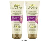2x 250ml Dalan D'Olive ORGANIC GRAPE SEED Hand & Body Cream 95% Natural Dry Skin