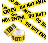 2x 25M DO NOT ENTER Tape | Self Adhesive Yellow Safety Warning Tape with Residue-Free | Barricade Safety Tapes with Bold Black Font Text for Construction, Danger Areas, Halloween Decorations Party