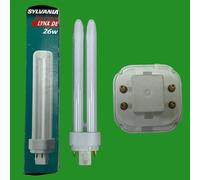 2x 26W Sylvania Lynx DE G24q-3, 4 pin, 4000K 840 Low Energy CFL Light Bulb Lamp