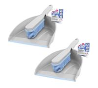 2x 2in1 Dustpan and Brush Hand With Rubber Bristles Sweep Set