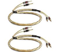 2x 2m QED Golden Anniversary XT Speaker Cable Airloc Forte Plugs or Spade / Fork