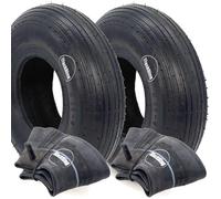 2x 4.00-6 Wheelbarrow Tyres & Tubes Rib Tread Pattern TR13 Straight Valve 2pcs