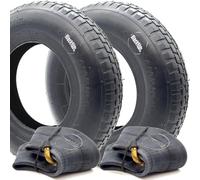 2x 4.80/4.00-8 Wheelbarrow Tyre & Tube Block Tread Pattern TR87 Bent Valve 2pcs