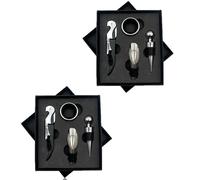 2X 4-Pc Wine Sommelier Set Corkscrew Bottle Pourer Stopper Drip Ring