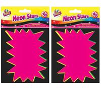 2X 40 Neon Fluorescent Stars - 15cm x 10cm Assorted Neon Flash Cards Great for Creative Fun - Bundled by Smart Cutie