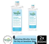 2x 400ml Simple Water Boost Micellar Cleansing Water For Dehydrated Dry Skin