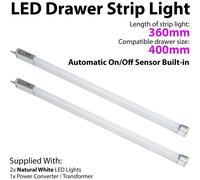 2x 400mm LED Drawer Strip Light AUTO ON/OFF PIR SENSOR Kitchen Cupboard Door
