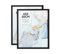 2x 40x50cm Black Picture Photo Frame with Acrylic Glass 50x40cm Photo Frame Without Mat Wall Mounted Set of 2, 40x50cm Poster Frame, Black