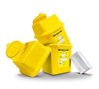 2x 4L Sharps Waste Bin Container Pre-Injection Disposal Kit + 100pc Wipes | Twin Pack Large Capacity Kit, Isopropanol Wipes Included, Ideal for Needles, Syringes, Lancets, Scalpels, Medical Sharps