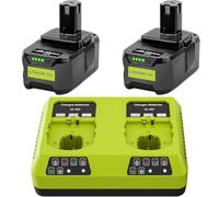 2X 5.5Ah 18V Replacement Battery for Ryobi P108 with 6A Dual-Port Charger