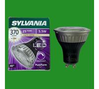 2x 5.5W (=50W) Sylvania Dimmable LED GU10 Reflector Spot Light Bulbs 3000K