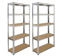2x 5 Tier Galvanised Steel Heavy Duty Shelving Storage System Garage Shelf Bays