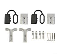 2x 50A T-Handle Solar Cable Connectors with Dust - Waterproof PV Connector for Panels - Grey 6-12 AWG