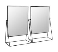 2x 50cm Rectangle Makeup Mirrors - Dressing Table Tabletop Cosmetic Bathroom Mirror Harbour Housewares Black One Size
