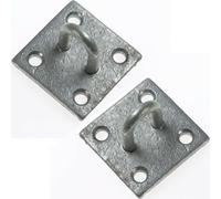 2x 50mm Galvanised Steel Staple on Face Plate-Wire Rope Lashing Cable Loop Mount
