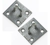 2x 50mm Galvanised Steel Staple on Face Plate Wire Rope Lashing Cable Loop Mount