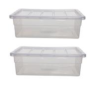 2x 56cm Under Bed Storage Box Spacemaster Clear Plastic Stackable