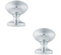 2x 57mm OCTAGONAL Centre Door Knob Victorian Polished Chrome Outdoor Handle