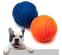 2x 5cm Dogs High Bouncing Rubber Ball - Solid Core - Interactive Training, Virtually Tough Indestructible Dog Toys for Boredom, Bouncy, Strong Balls, Fetch Play, Teething (2 inches, Blue & Orange)