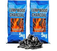 2x 5kg Bags (10kg total) Premium Lumpwood BBQ Charcoal, 2 x Bags of Hotter Burning Coal Barbecue smoking Lump wood Charcoal, Perfect for Outdoor Grills
