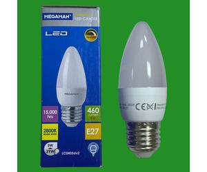 2x 5W (=39W) Megaman Dimmable LED Candle Light Bulb ES E27 Edison Screw 2800K